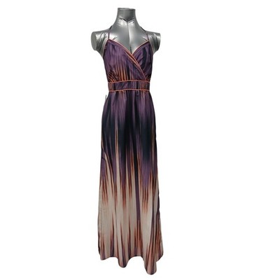 NEW The Limited Purple Ikat Ombre Halter Maxi Dress Sz 12 NWT V-Neck Tie Back