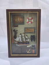 Maritimer Schl&uuml;sselkasten mit Seegelschif  Schiffsbild Vintage Antike Deko 30 cm