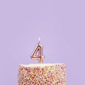 Rosegold Zahl 4 Kerze - Vier Geburtstag Tortenkerze