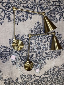 Two Matching Brass Wall Adjustable Aim Light Sconces