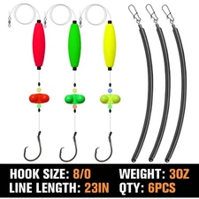 6PCS Catfish Trolling Rigs 8/0 Hooks 3oz Dragging Weights Santee Rig Drift Fish