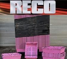 20 x BRIGHT PINK BALE ARM TRAY STACKING BOX CRATE VERY CLEAN UNITS 60-40-16cm 