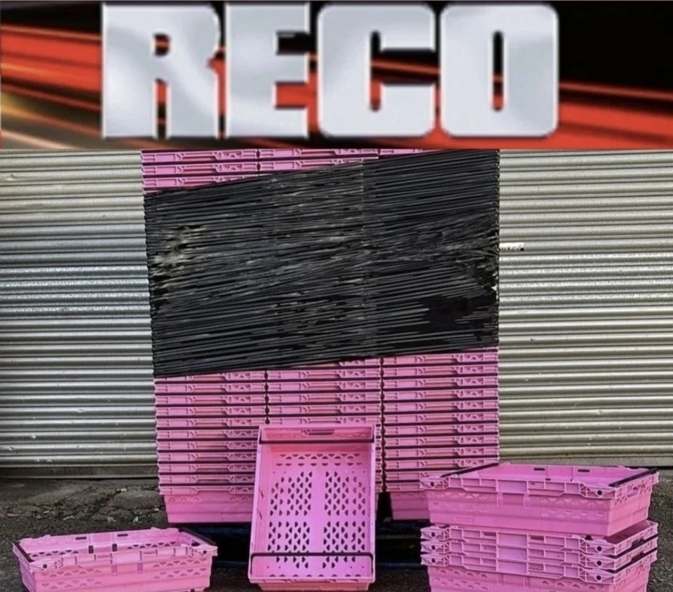 20 x BRIGHT PINK BALE ARM TRAY STACKING BOX CRATE VERY CLEAN UNITS 60-40-16cm - Image 1 of 1