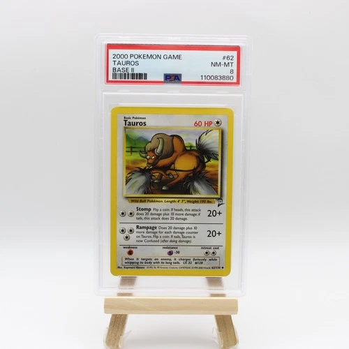 2000 Pokemon Game Tauros Base Set II 2 - 62/130 - PSA 8