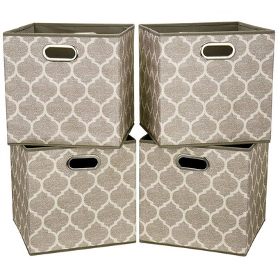 Cloth Storage Bins Set of 4 Thick Fabric Drawers Foldable Cubes Basket Organi...