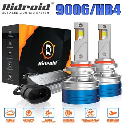 RIDROID 9006 LED Headlight Kit High Low Beam Bulbs Super Bright 6500K White 65W