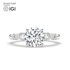 Round Diamond Trilogy Ring Platinum Labgrown 3.50 Ct Solitaire
