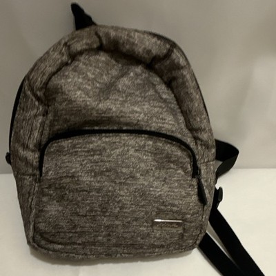 Calvin Klein Gray Mini Backpack w/ Front Zip Pocket, Black Adjustable Straps