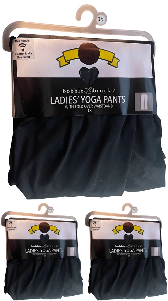 3 pares de pantalones de yoga Bobbie Brooks para damas 3X cintura plegable gris jaspeado 14z