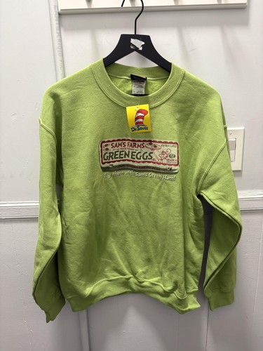 Vintage Dr Seuss Sweatshirt Mens Medium Green Sam's Ham Green Eggs & Ham