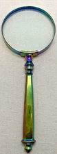 Magnifying Glass Heavy Iridescent Metal Handle 7.5" Eye Looking Reading Inspect