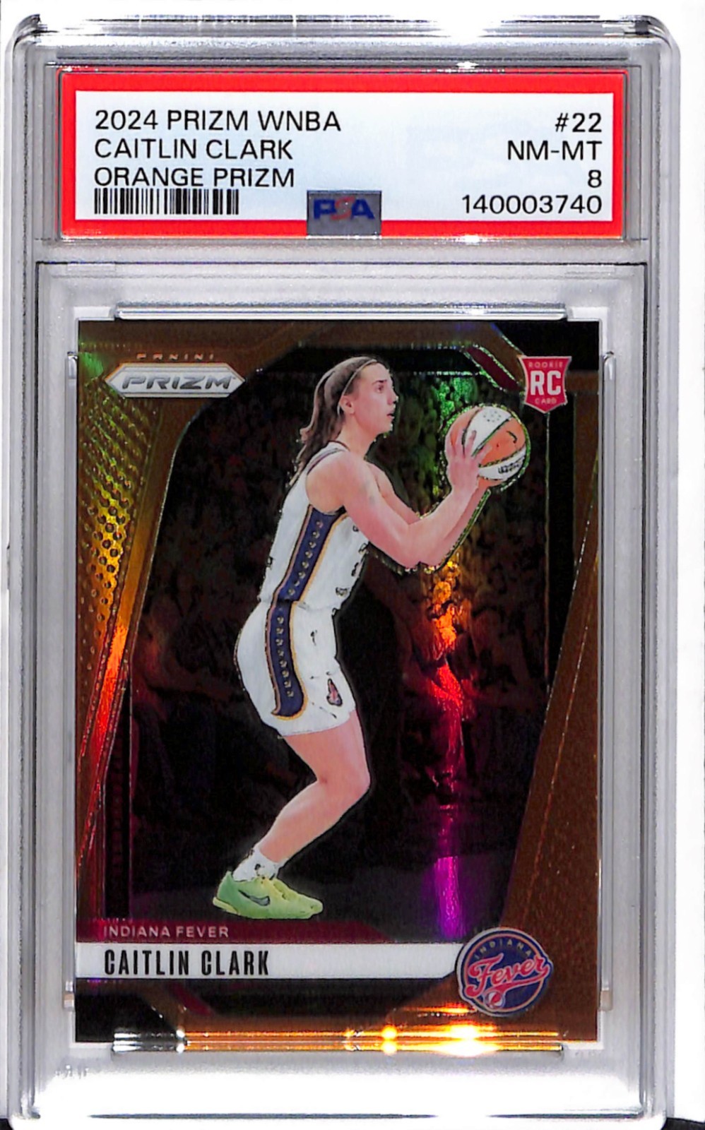 2024 Panini Prizm WNBA - Caitlin Clark #22 Orange Prizm /99 (RC) PSA 8