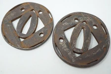 Tsuba Iron Sword Guard Set made of Signed Blade Tang Antique Original 0901F8