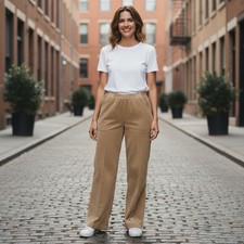 Koret City Blues Womens Faux Corduroy Pants Size 14 Elastic Waist Straight Leg