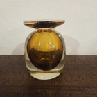 VTG Italian Mid Century Modern Murano Amber Sommerso Style Art Glass Bud Vase