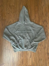 Fear of God Essentials Pullover Hoodie Olive Green  - Size Extra Small