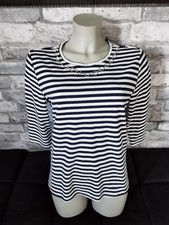 Bluse, Gr. 40/42, dunkelblau / weiss gestreif...