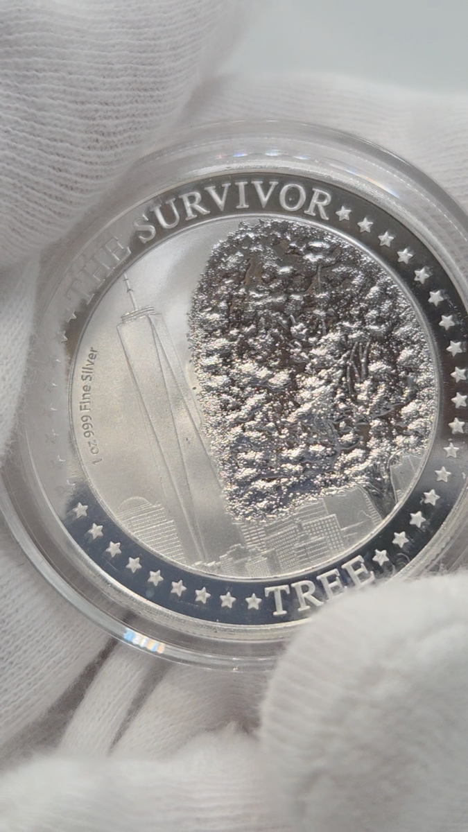2022 1 Oz .999 Fine Silver Coin-Niue The Survivor Tree 9-11 World