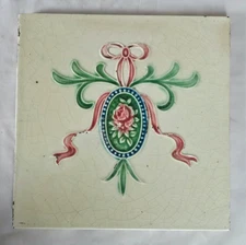 ENGLISH ART NOUVEAU 6 INCH ANTIQUE TILE LEA & BOULTON