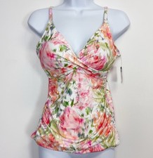 Lauren Ralph Lauren Tankini Top Womens Size US 12 Pink Green Floral NWT