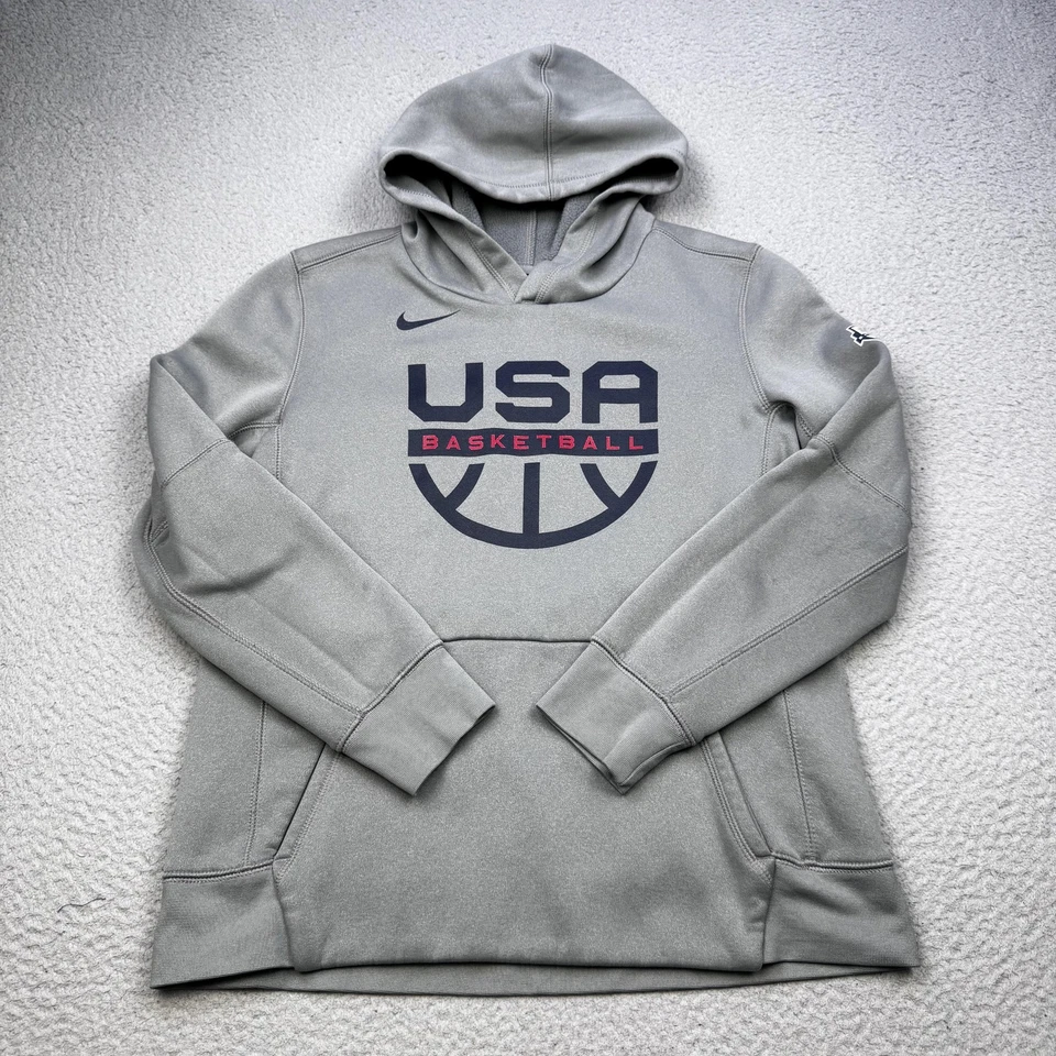 Sudadera con Capucha de Baloncesto EE. UU. Juvenil Grande 14/16 Gris Nike Pullover Polar Sudadera Foto 2 de 4
