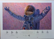 Alan Bean HELLO UNIVERSE, 3 Deceased Astronaut Signatures Cernan, Mitchell, Bean