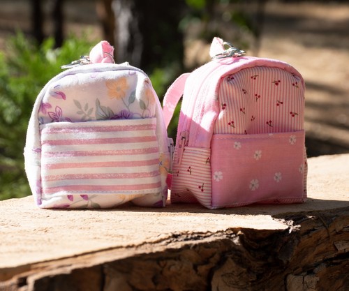 Mini Zaino Portachiavi, Portamonete, Stampa Floreale Ciliegie, Regalo per Bambini - Foto 2 di 5