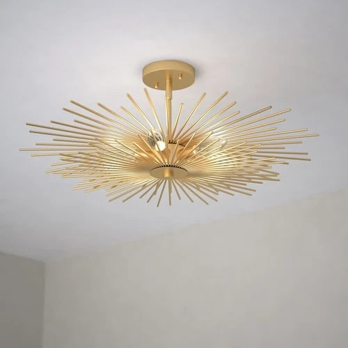 VAXCEL C0228 Nikko 24-in W Gold Mid-Century Modern Semi Flush Mount Ceiling - Picture 9 of 9