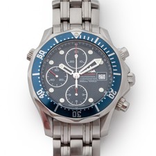 OMEGA Seamaster Diver 300M Chronograph 2225.80.00 Blue Wave Dial Watch B&P 2013