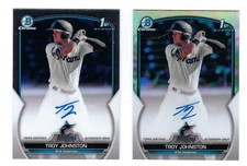  2023 BOWMAN CHROME RC REF/BASE AUTO LOT (2 CARDS) #/499 - TROY JOHNSTON