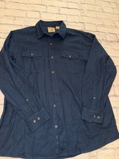 Red Head XL Navy Blue Flannel Button Up Mens Long Sleeve