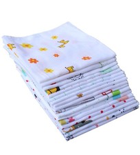Kids Children's Soft White Cotton Handkerchiefs Cute Hankies for Girls Boys