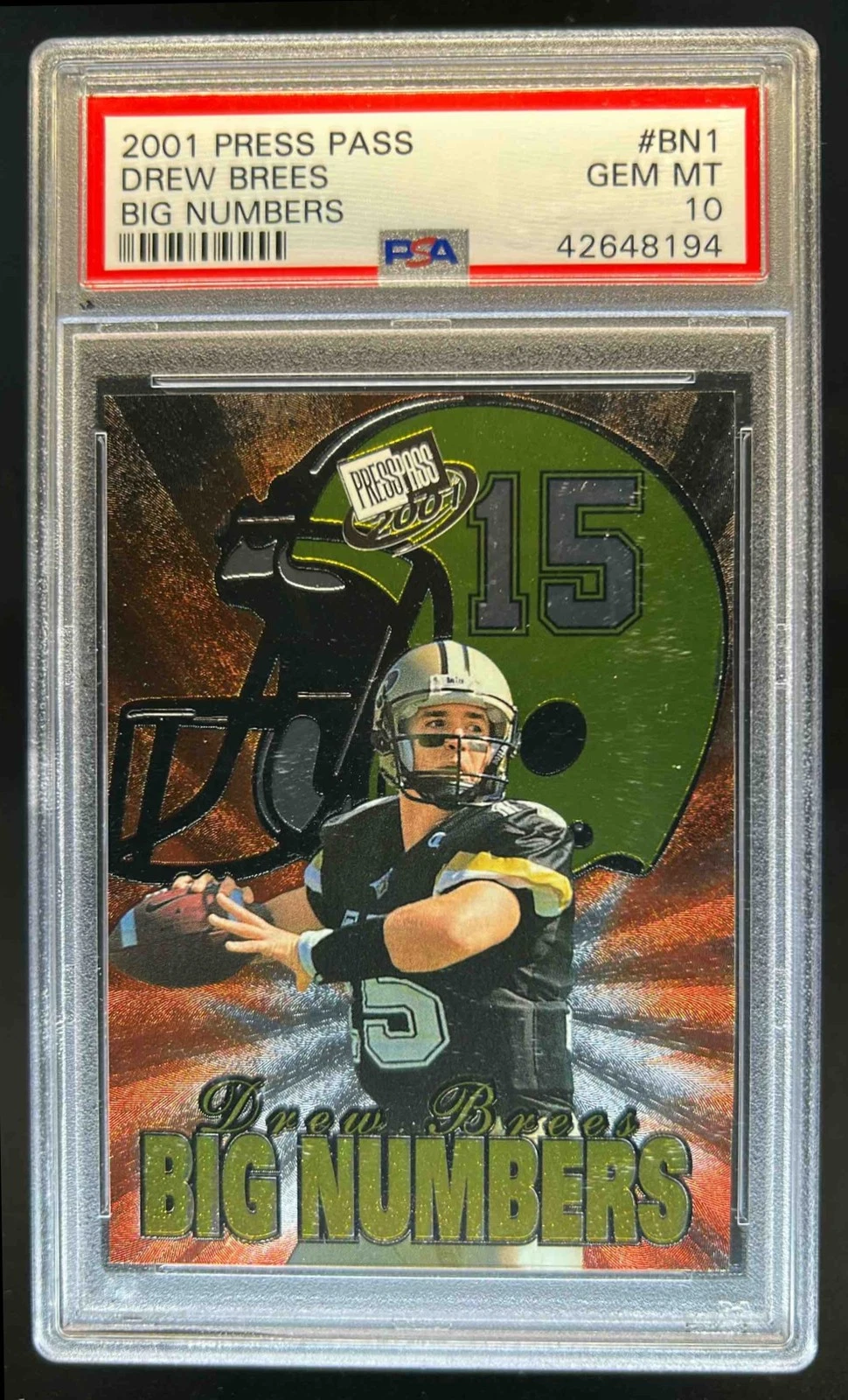 Drew Brees Press Pass Big Numbers #BN1 Base