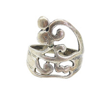 925 Sterling Silver Vintage Dark Tone Swirl Designed Band Ring Sz 7 RG4997