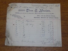 Antique 1903 Billhead Receipt - Chas. E. Howlett Manufacturers - Philadelphia PA