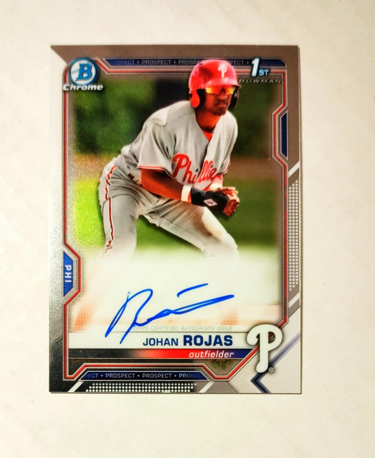 Johan Rojas 2021 1st Bowman Chrome AUTO Phillies AUTOGRAPH #CPA--JR Raw ...