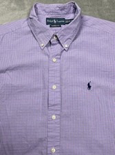 Ralph Lauren Classic Fit Shirt Mens XL Purple Check Pony Button Down Cotton