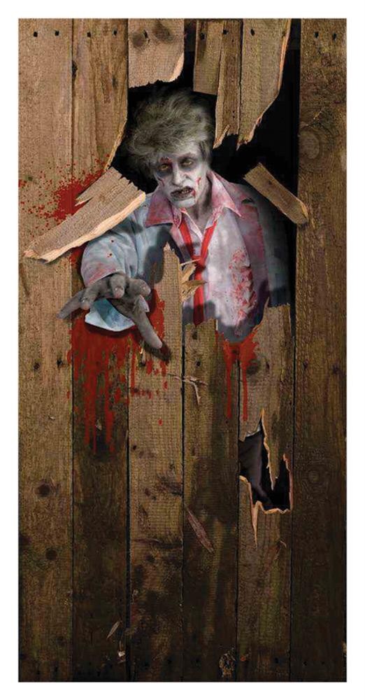 ZOMBIE BUSTING THROUGH DOOR COVER HALLOWEEN PARTY DECORATION FM66534 | eBay