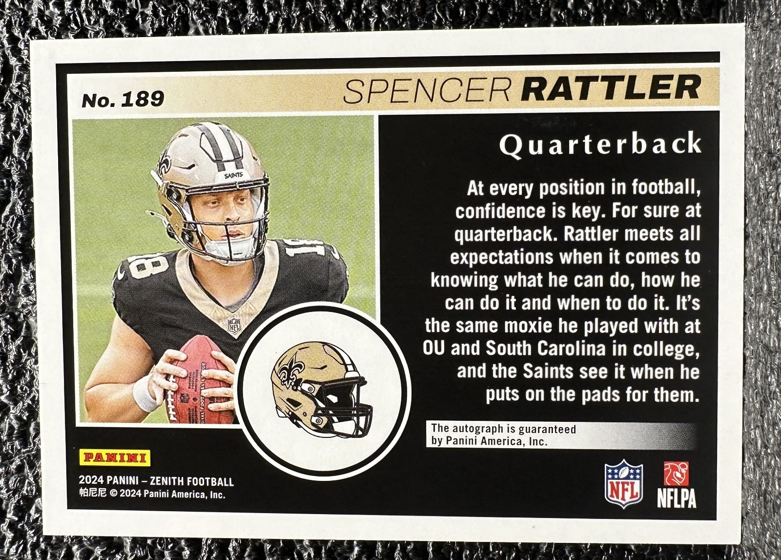 2024 Panini Zenith - Rookies Spencer Rattler #189 Blue Red Zone ...