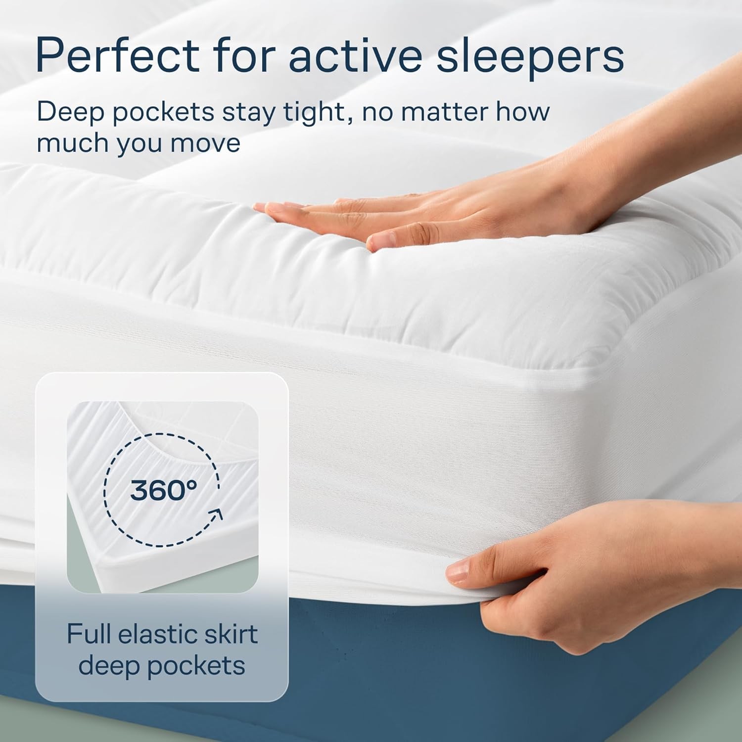 Cloud-Like Full Size Mattress Topper - 100% Cotton Top Full, White 