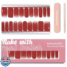 banmagately Nail Polish Strips, 20Pcs Salon Quality Gel Nail Stickers, Easy L