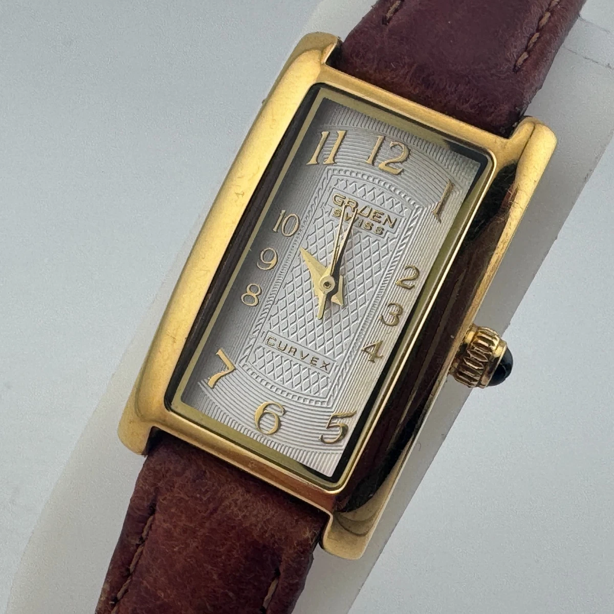 Womens Vintage Gruen Watch Gold Tone Red Enamel Bracelet Quartz New Battery Runs Gruen 208-902-105 Ladybug Bracelet Quartz Women main image 2