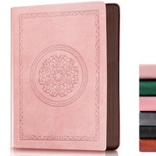 2026 Leather Vintage Journal Notebook,300 rose gold pink Ruled-A5