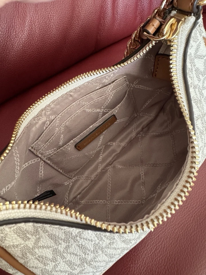 Michael Kors Jet Set Charm Small Logo Schultertasche Beige/Braun Gold - Bild 3 von 4