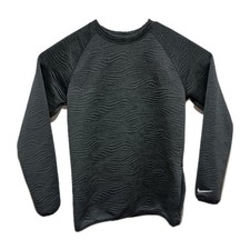 Nike Dri-Fit Black Ribbed Crew Neck Long Sleeve Shirt Youth Small Single Pocket