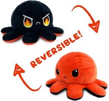TeeTurtle Original Reversible Octopus Plush Angry Red/Rage Black 4" Stuffed Toy