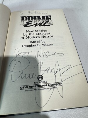 Prime Evil: Douglas Winter 1988 HCDJ 1st Print Stephen King Clive Barker, Signed
