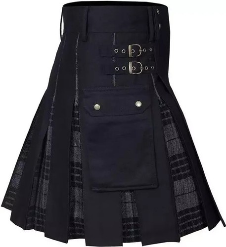 Falda escocesa híbrida moderna de algodón y tartán Kilts utilitaria para hombre Kilts para hombre - Imagen 31 de 37