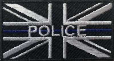 Polizei bestickt dünne blaue Linie Patch - Klett 7 cm x 3,5 cm
