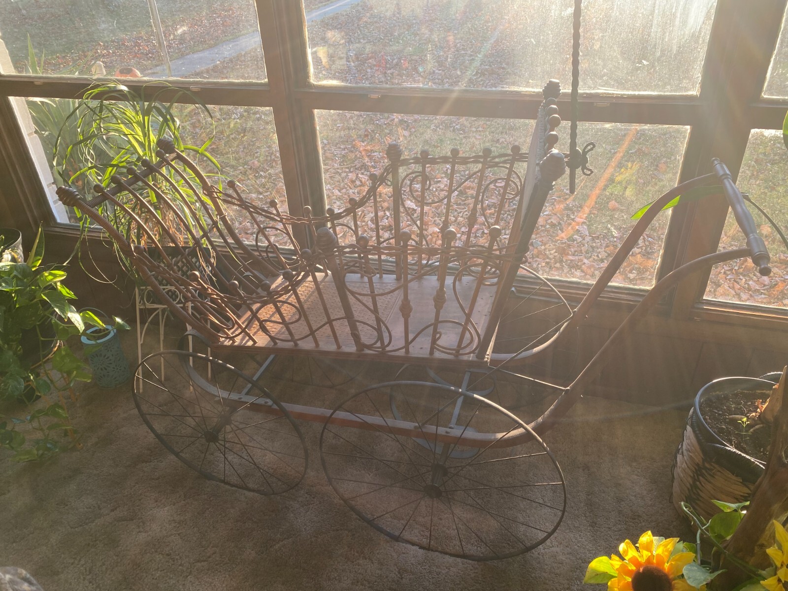 Antique 1800's Victorian Iron & Wood Baby Carriage eBay